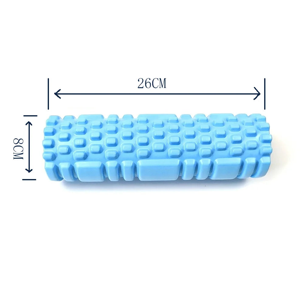 Blue Fitclub™ Foam Massage Roller with dimensions of 26cm length and 8cm diameter, ideal for muscle relaxation and recovery.