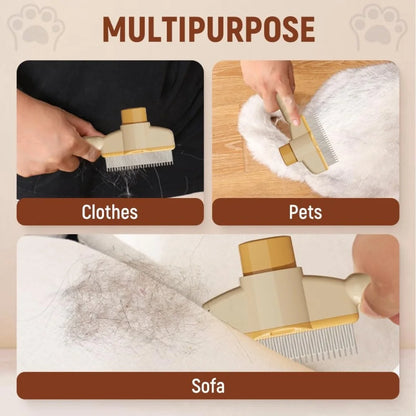 Multipurpose pet hair grooming brush used for cleaning pet fur, clothes, and sofas. Versatile tool for removing loose hair and dirt efficiently.