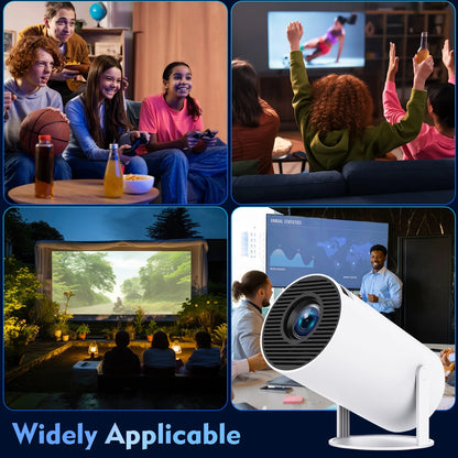 Movieclub™ Ultra HD home/outdoor projector displaying high-quality visuals for gaming, movie nights, and business presentations.