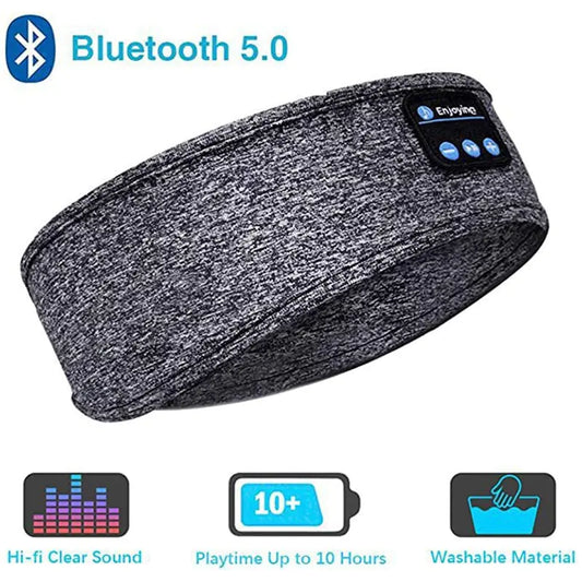 Eartech™ Wireless Bluetooth Earphone Sleeping Band with Bluetooth 5.0, soft fabric, and built-in controls for music and calls.